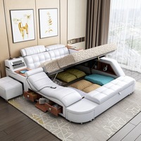 Lit intelligent multifonctionnel en bois massif, grand lit double tatami avec massage électrique, style minimaliste moderne pour chambre principale