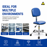 Chaise en cuir PU antistatique Leenol ESD, chaise en cuir PU réglable en hauteur et pivotante pour le traitement des composants électroniques en laboratoire