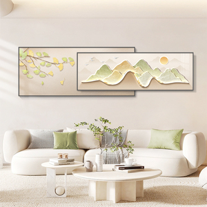 Venta directa de fábrica, paisaje de montaña, lujo moderno, 2 paneles, pintura de porcelana de cristal, arte de pared para decoración del hogar - Product Image 4