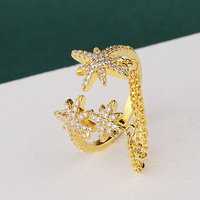 Bague de luxe avec pompon étoile, en cuivre, or 18 carats, bijoux à la mode, vente en gros,