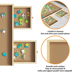 Table de <span class=keywords><strong>puzzle</strong></span> en bois écologique de <span class=keywords><strong>1000</strong></span> pièces avec plateau de jeu portable et tiroirs multiples, jouet éducatif pour adultes et enfants - Product Image 2