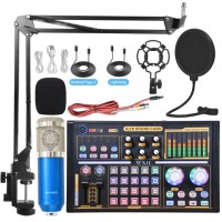 Interface audio Carte son Microphone pour podcast XLR Changeur de voix Kit de microphone d'enregistrement pour téléphone portable Mixeur