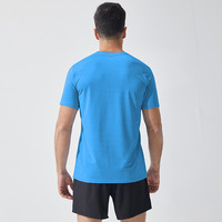 T-shirt de sport pour homme en polyester, col rond, design uni, vêtements de sport pour la salle de sport, t-shirt personnalisé avec logo pour homme, vêtements de sport