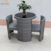 Ensemble table basse compacte en rotin pour balcon 2 personnes ensemble table à manger et chaises bon marché et peu encombrant pour le café en plein air