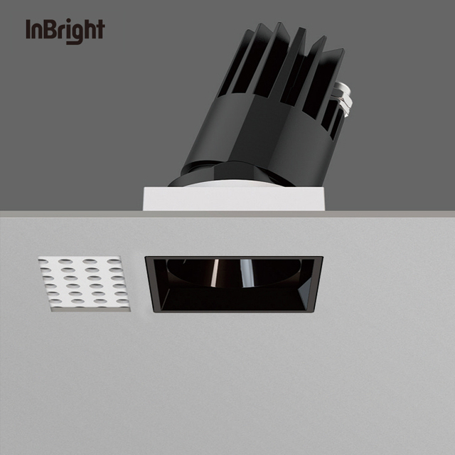 Square Trimless Adjustable COB Led Downlight 8W 18W 25W IP65 Dimmable Spot Light