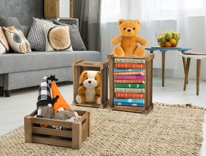 Mộc Mạc Trang Trí Bằng Gỗ Thùng Bộ 3 Gỗ Lưu Trữ Tổ Thùng Với Xử Lý Lưu Trữ Container - Product Image 2