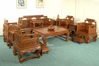 Ensemble de meubles Luohan en teck d'Indonésie d'inspiration Zen, lit Arhat, divan, fauteuil, repose-pieds, style classique chinois modulaire carré