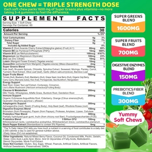 Жевательные конфеты Super Greens с спирулиной, хлореллой, пищеварительными ферментами, лютеином, клетчаткой — ежедневная добавка суперфудов и мультивитаминов - Product Image 6