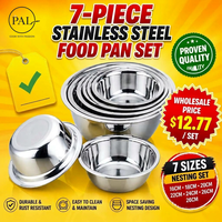 Ensemble de 7 casseroles de camping en acier inoxydable avec bols mélangeurs emboîtables, bols à soupe, portables, durables, éco-responsables, à bord large et roulé
