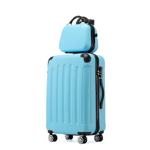 行李套装PU皮革女士可爱的手提箱手提包3件行李套装 (粉红色，28in 26in 22in 20in 14in)