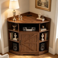 Étagère d'angle de style farmhouse avec ports USB, organisateur pour petits espaces, bibliothèque en bois pour bureau et salon