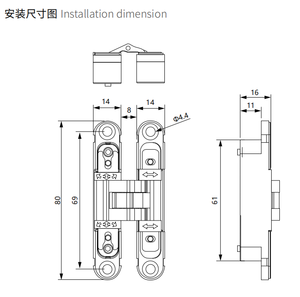 14x80mm Customized 180 Degree Concealed Hinge Modern Heavy Duty 12kg Door Zinc Hidden Bld-g80 180 Degree Opening Full - Product Image 3