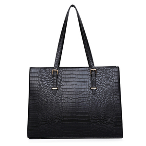 Nouveau sac à main pour ordinateur portable pour femme, grande capacité, en PU, fermeture éclair, tendance, à porter en bandoulière, 15,6 pouces, motif crocodile, loisirs, voyage - Product Image 1