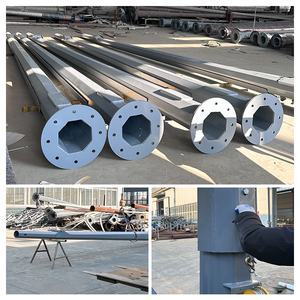 تصميم مجاني من المصنع Q235 3m 6m 8m 10m 12m تراجع الساخنة الصلب المجلفن الطريق في الهواء الطلق منتصف مفصل مصباح القطب ضوء الشارع للطي القطب - Product Image 2