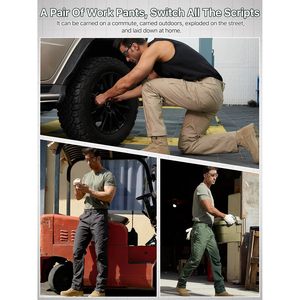 Men's Cargo <b>Pants</b> Water Resistant Ripstop Tactical <b>Work</b> <b>Pants</b> Lightweight Outdoor Hiking <b>Pants</b> Elastic Waist Button Fly Canvas - Product Image 6