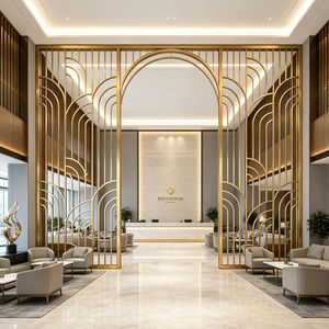 Bespoke Hotel <strong>Project</strong> Stainless Steel <strong>Screen</strong> Customized Modern Metal Room Divider for Interior Lobby Decoration - Product Image 2
