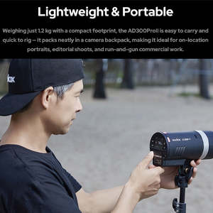 <span class=keywords><strong>GODOX</strong></span> <span class=keywords><strong>AD300</strong></span> <span class=keywords><strong>Pro</strong></span> II 2.4G TTL/HSS 1/8000s 300W Flash extérieur Batterie 14.4V 0.01-1.5s Recyclage 16 groupes de couleurs 350 pleine puissance Pop - Product Image 4