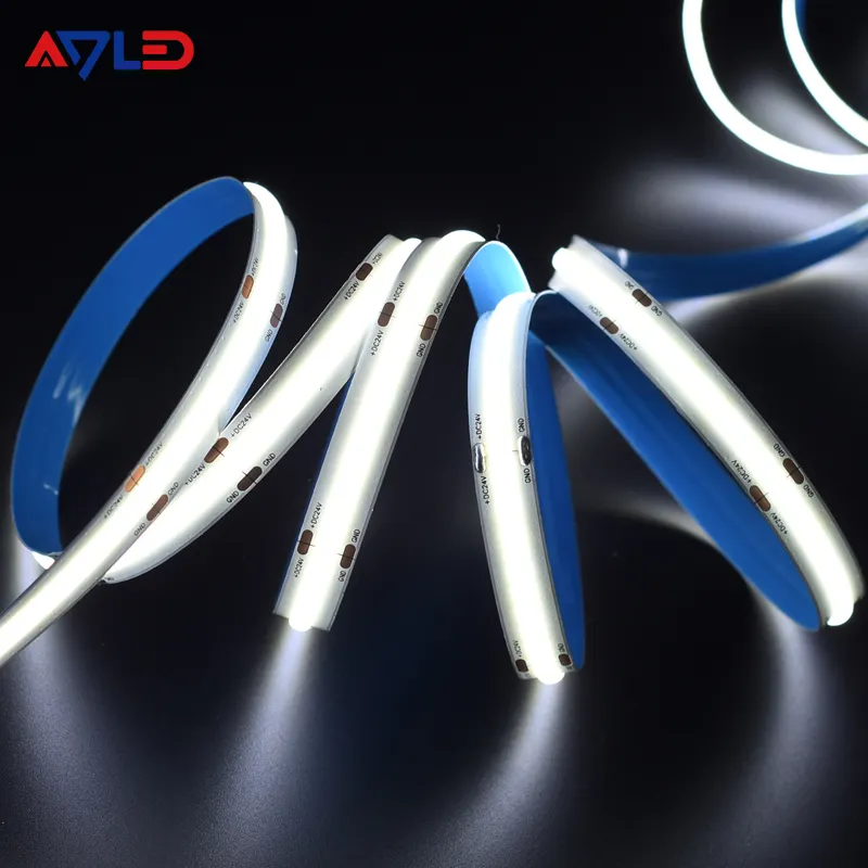 High-Density Smart LED Strip Light 10mm FOB COB 12V 24V Dotless 504 LEDs 2700K Quente Branco Flexível COB Strip Light 5m