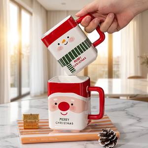 400ml Christmas Design Stoneware Square Milk <b>Mug</b>-Reusable Food Safe Gift for Home or Party Use - Product Image 2