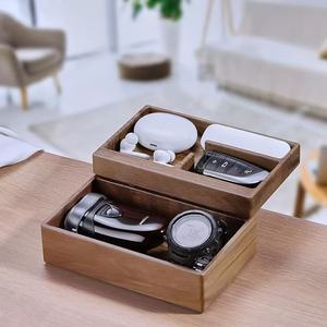 Wooden <b>rotating</b> magnetic tray for decorating office storage, including watches, glasses, headphones, and business cards. - Product Image 1