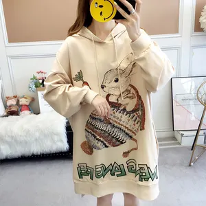 2021 Spring Autumn Maternity Hoodie Cotton Long Sleeve Sweatshirt Dresses Loose Pregnant Clothes Casual Women Wear
