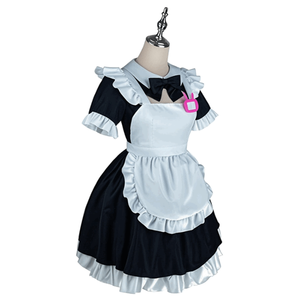 Disfraz de Anime para <span class=keywords><strong>Mujer</strong></span>, Estilo Maid, para Halloween, con <span class=keywords><strong>Peluca</strong></span> y Ropa Lolita, Traje Blanco y Negro de Poliéster para Chicas - Product Image 3