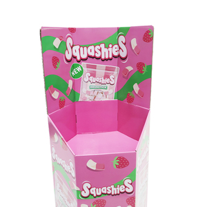Diseño corrugado resistente respetuoso con el medio ambiente de color rosa personalizado que presenta perfectamente golosinas de cartón Snack Candy <span class=keywords><strong>Display</strong></span> Dump Bin - Product Image 5