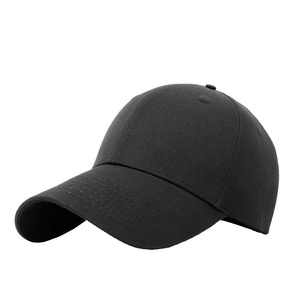 Casquette de baseball noire personnalisable 6 panneaux en coton avec broderie de logo, sangle ajustable, vente en gros OEM, faible MOQ - Product Image 1