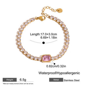 Pulsera y brazalete de moda de acero inoxidable 316L resistente al agua y al deslustre, chapado en oro de 14K y 18K, pulsera tipo tenis para mujer - Product Image 6