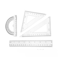 Ensemble de géométrie mathématique premium 4 en 1, règle transparente de 15 cm/20 cm/30 cm, rapporteur, échelles triangulaires pour l'école, le bureau et le dessin