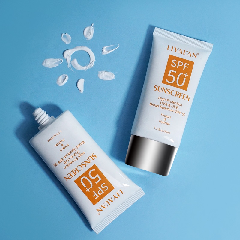 OEM Фирменная торговая марка, солнцезащитный крем для лица, SPF 50, отбеливающий, защищающий от солнечных ожогов, водонепроницаемый солнцезащитный блок для тела