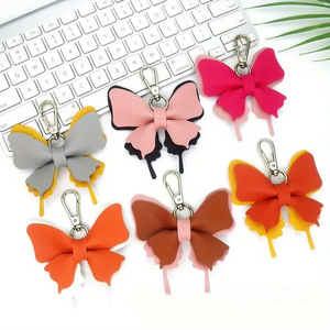 Lindo colgante de mariposa varios colores PU cuero mariposa llavero bolsa encanto accesorio bolso colgantes monedero cartera encantos - Product Image 5