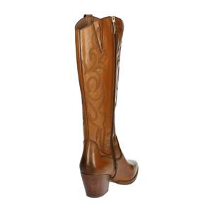 Botas de cuero de media pantorrilla para mujer Carmela 161100 Marrón con tacón de cuero - Product Image 3