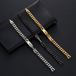 Pulsera y brazalete de moda para hombre de acero inoxidable 316L antideslustre, chapado en oro de 14K y 18K, espacios en blanco grabables para pulseras de hombre - Product Image 2