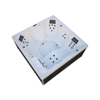 Spa carré moderne pour 5 personnes, idéal pour Balboa, avec 34 jets de massage, 33 LED et appuie-têtes, pour villa, jardin, patio, hôtel, salle de sport