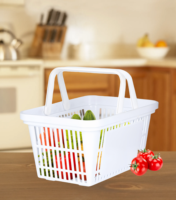 Vente en gros Petit panier en plastique coloré avec poignée Stockage des fruits et légumes dans la cuisine Panier à provisions