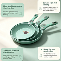 Ensemble d'ustensiles de cuisine en aluminium personnalisable avec revêtement antiadhésif en céramique et poignée en bakélite, comprenant une poêle et une marmite pour la cuisine domestique