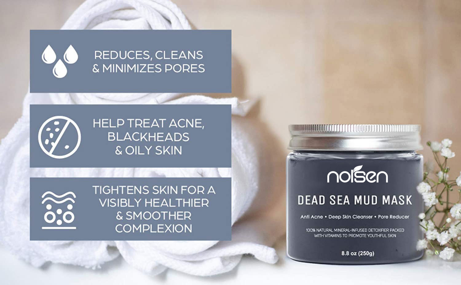 Hot Selling Private Label Natural Pore Cleansing Mud Dead Sea Organic Facial Clay Mask