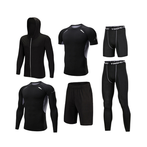 Conjunto de Gimnasio Profesional con precio al por mayor, mono de compresión ajustado para hombre, trajes de 6 piezas, ropa deportiva de compresión con logotipo personalizado - Product Image 1