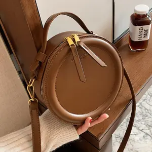 Mipurela Ladies Leather Bags PU Designer Hand Bag Handbag Round Cross Body Handbags Luxury Purses