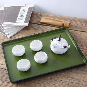 Plateau carré bicolore imitation bambou tressé, plateau à thé, plateau à café, assiette de service, service alimentaire hôtelier, résistant aux chutes SJ-7054 - Product Image 2