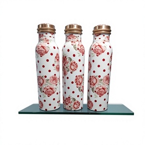 Botella de agua con diseño floral y tapa de rosca, apta para lavavajillas, ecológica, botella de cobre puro, regreso a clases - Product Image 5