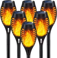 Lampe torche solaire à flamme à LED pour l'extérieur Contrôle intelligent de la lumière Induction LED Lampadaires solaires à flamme pour le jardin