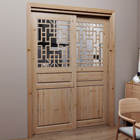 Porte coulissante en verre avec grille florale en bois de cèdre massif sur mesure, porte coulissante décorative intérieure pour balcon