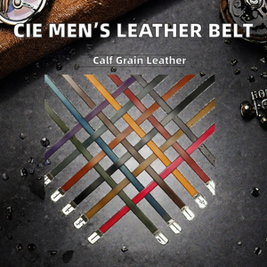 Ceinture habillée pour homme en cuir de veau pleine fleur, écologique et haute résistance, avec boucle ardillon en acier inoxydable réglable, 3,2 cm, modèle 2026 - Product Image 5