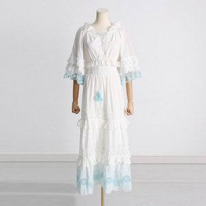 2023 nuevo estilo de Otoño de <span class=keywords><strong>moda</strong></span> <span class=keywords><strong>hongo</strong></span> borde malla empalme Top falda de cintura alta traje de dos piezas para mujeres - Product Image 4