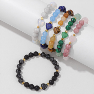 Meilleure Vente Nouveau <span class=keywords><strong>Bracelet</strong></span> Perles en Pierre Naturelle 8mm Cœur Rond Cristal Élastique Style Simple et Frais Bijoux pour Hommes Femmes Vente en Gros - Product Image 1