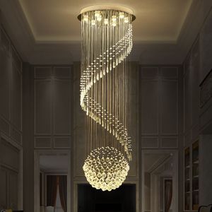 Modern Long Spiral Chandelier Living Room Staircase <b>Large</b> Led Luxury Crystal Chandeliers Pendant Lights - Product Image 5