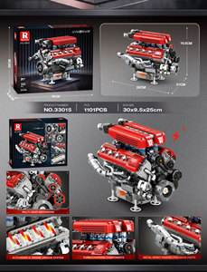 Super Car V8 F1 Simulate Turbine Engine Model Mechanical Group Power Assembly Building Blocks Engine With Motor Support Battery - Product Image 4