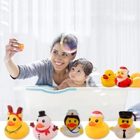 24 pièces en caoutchouc flottant boîte aveugle de canard dessin animé de Noël vinyle jaune canard nouveau coffret cadeau ensemble de jouets de Noël calendrier de l'avent